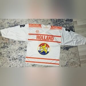 Vintage Original Tackla Holland Orange & White # 2 Ice Hockey Jersey Size XL